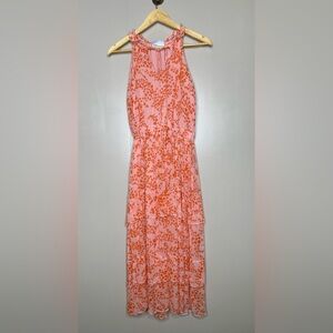 Gilner Farrar Pink & Orange Floral Maxi Dress Size XS